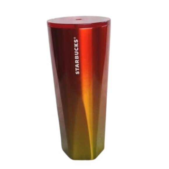 Starbucks 2022 Yellow to Red Fire Heat Ombre Steel 24oz Venti Tumbler Cold Cup - Picture 1 of 13